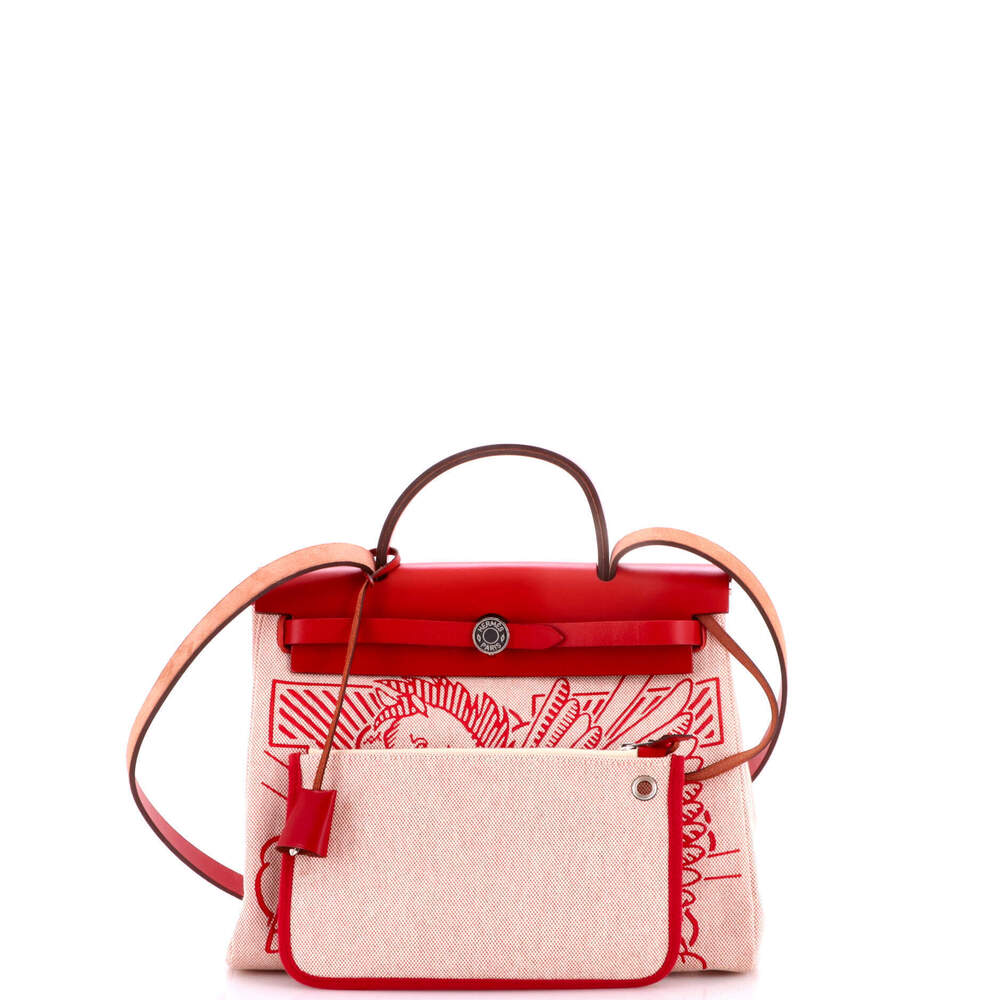 Hermes 31 Herbag Zip Pegase Pop Toile and Leather - Picture 2 of 8